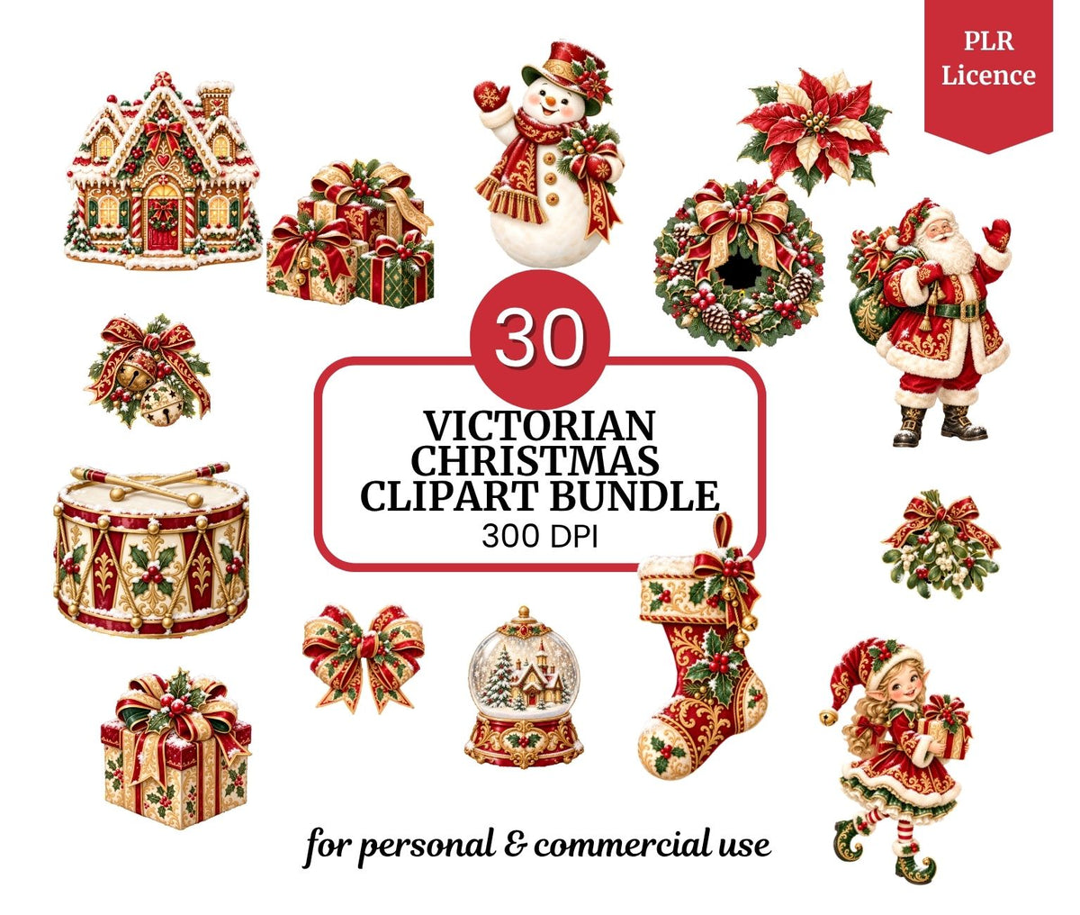 Victorian Christmas Clipart Bundle