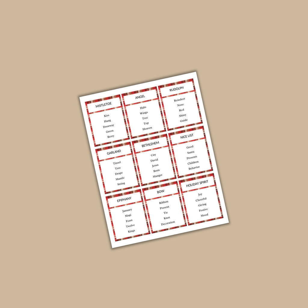 Christmas Taboo Game / Forbidden Word Game PLR