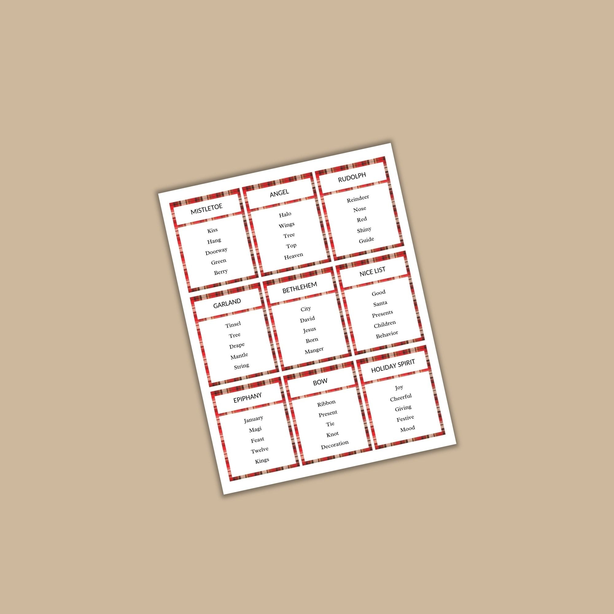 Christmas Taboo Game / Forbidden Word Game PLR