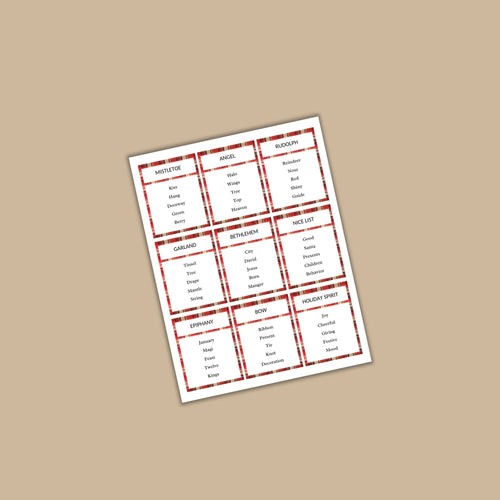 Christmas Taboo Game / Forbidden Word Game PLR