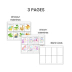 Dinosaur & Unicorn Valentine Cards PLR