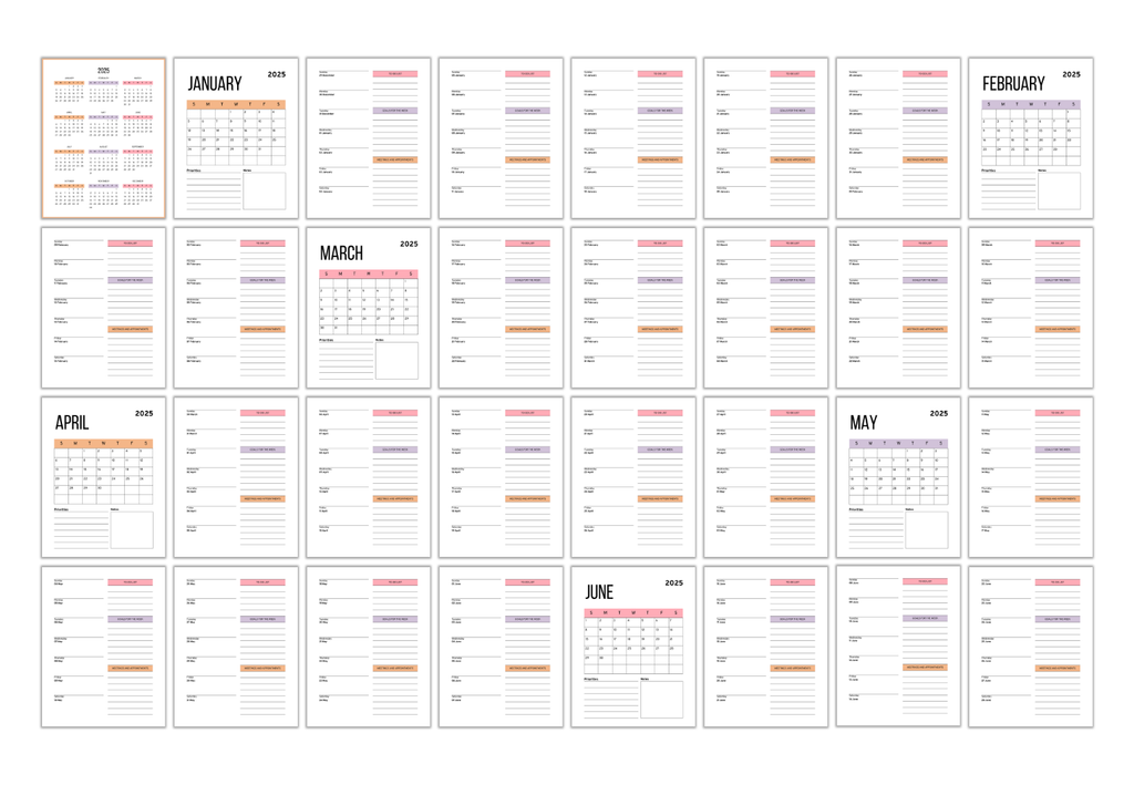 2026 Calendar Template (2026 to 2030 Calendar Planner Pages)