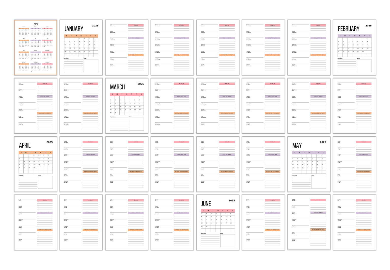 2026 Calendar Template (2026 to 2030 Calendar Planner Pages)