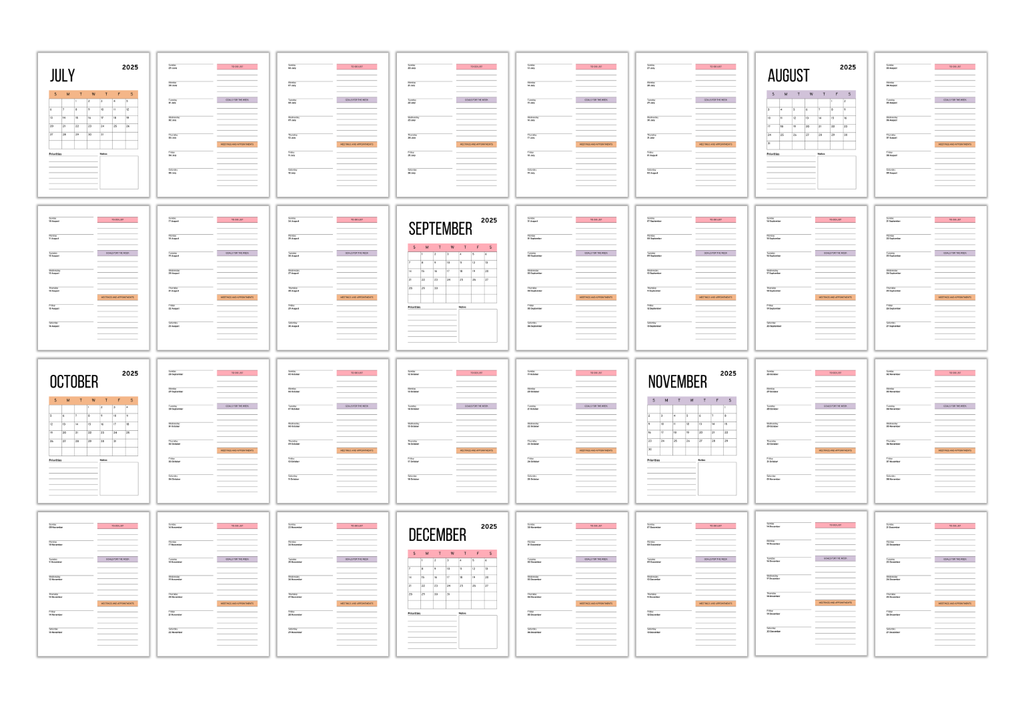 2026 Calendar Template (2026 to 2030 Calendar Planner Pages)