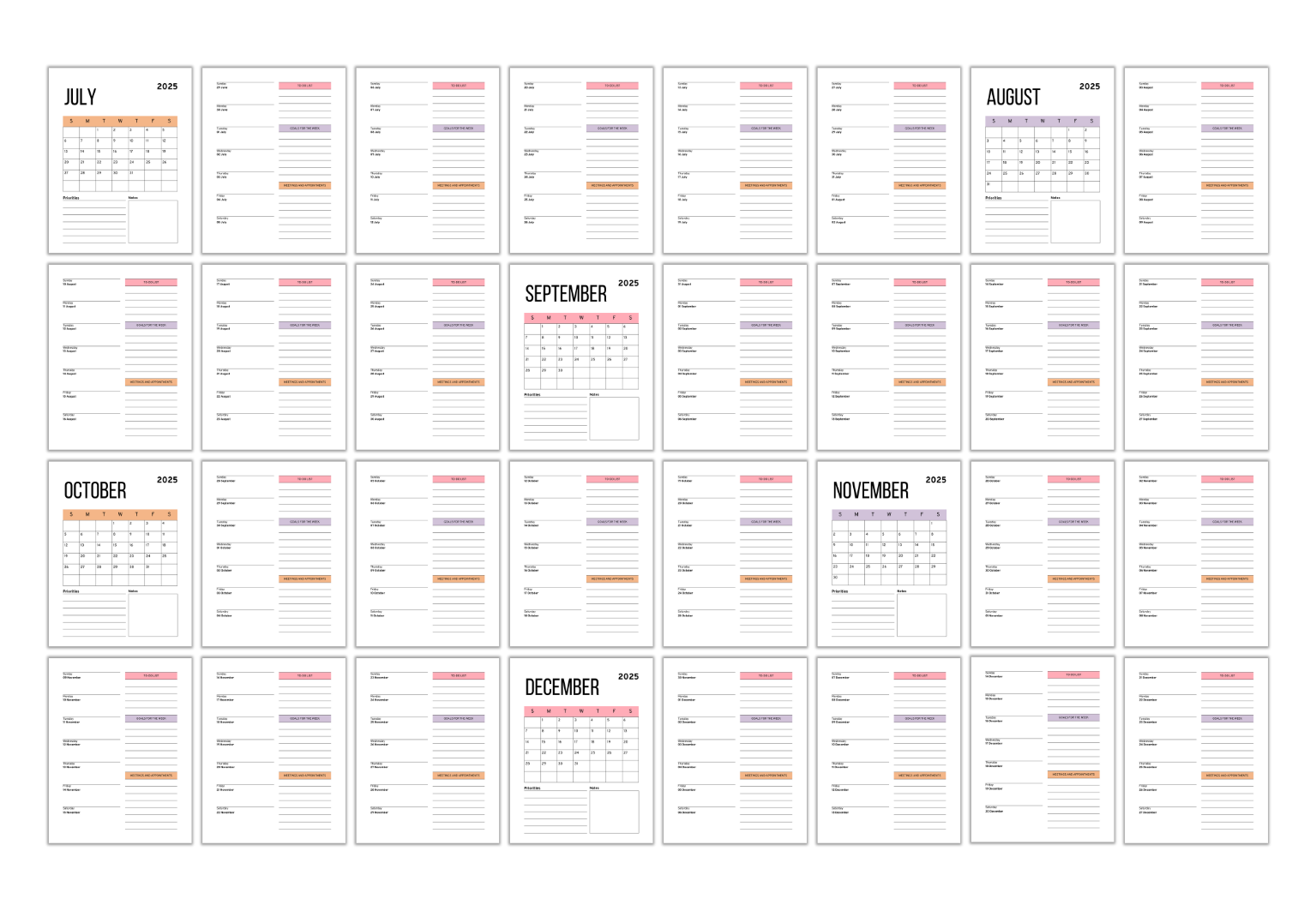 2026 Calendar Template (2026 to 2030 Calendar Planner Pages)