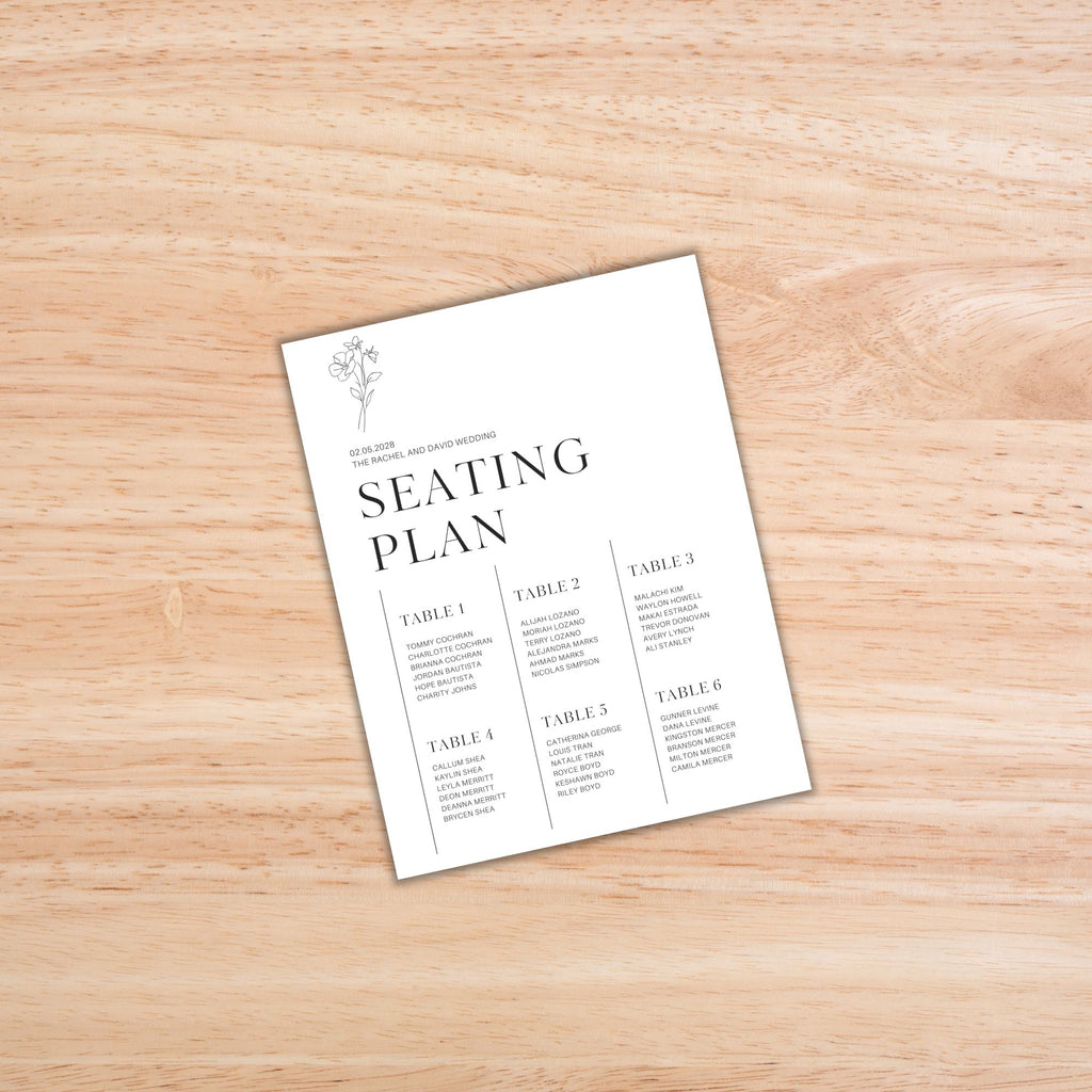Wedding Seating Charts PLR Template