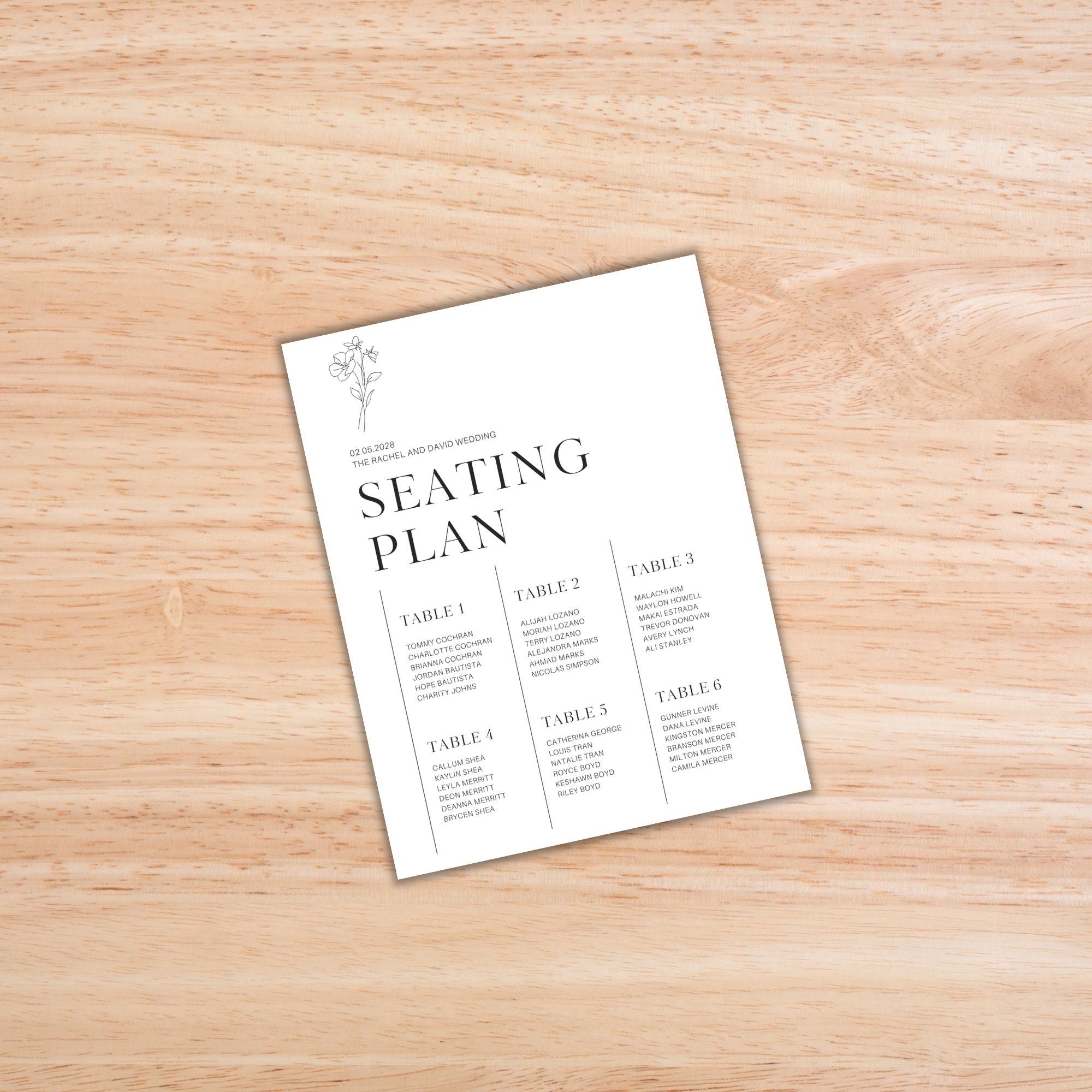 Wedding Seating Charts PLR Template
