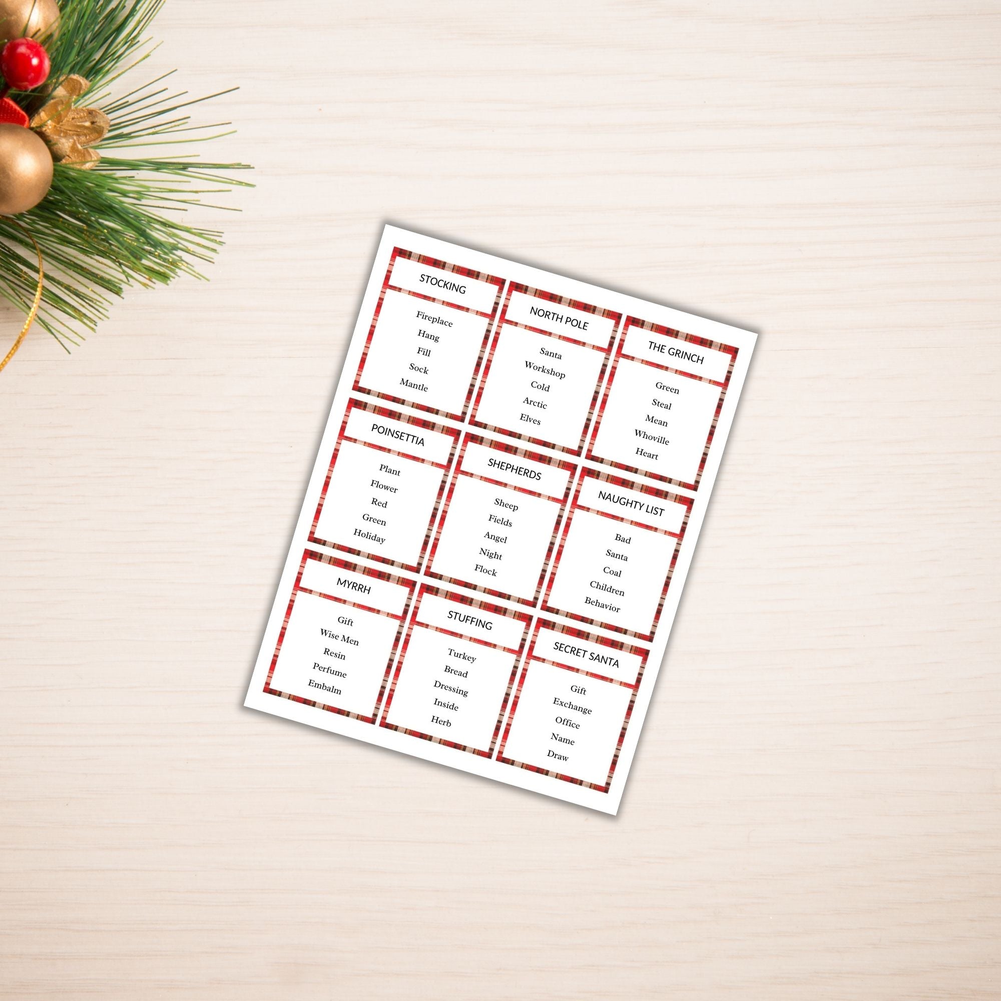 Christmas Taboo Game / Forbidden Word Game PLR