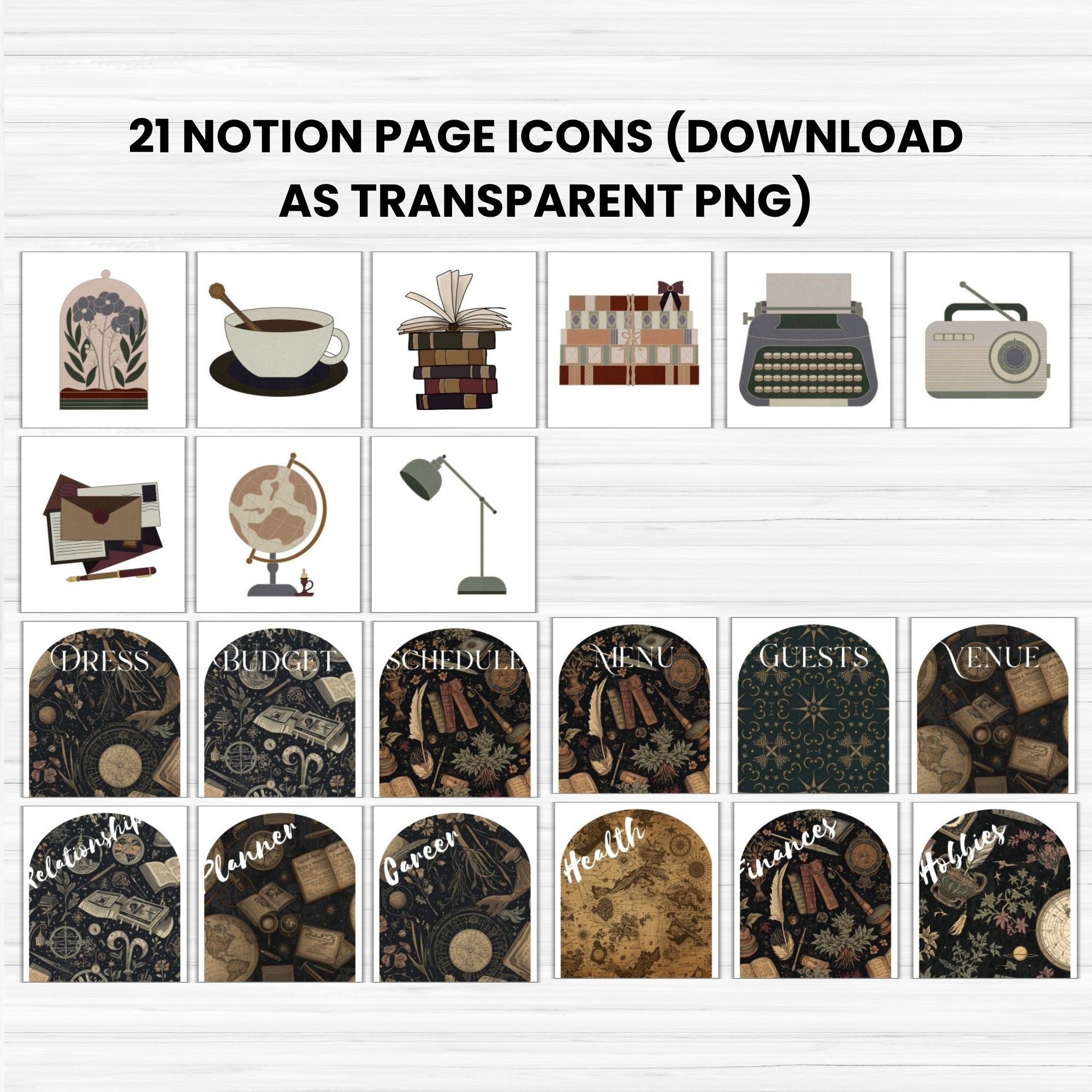 Dark Academia Notion Covers PLR