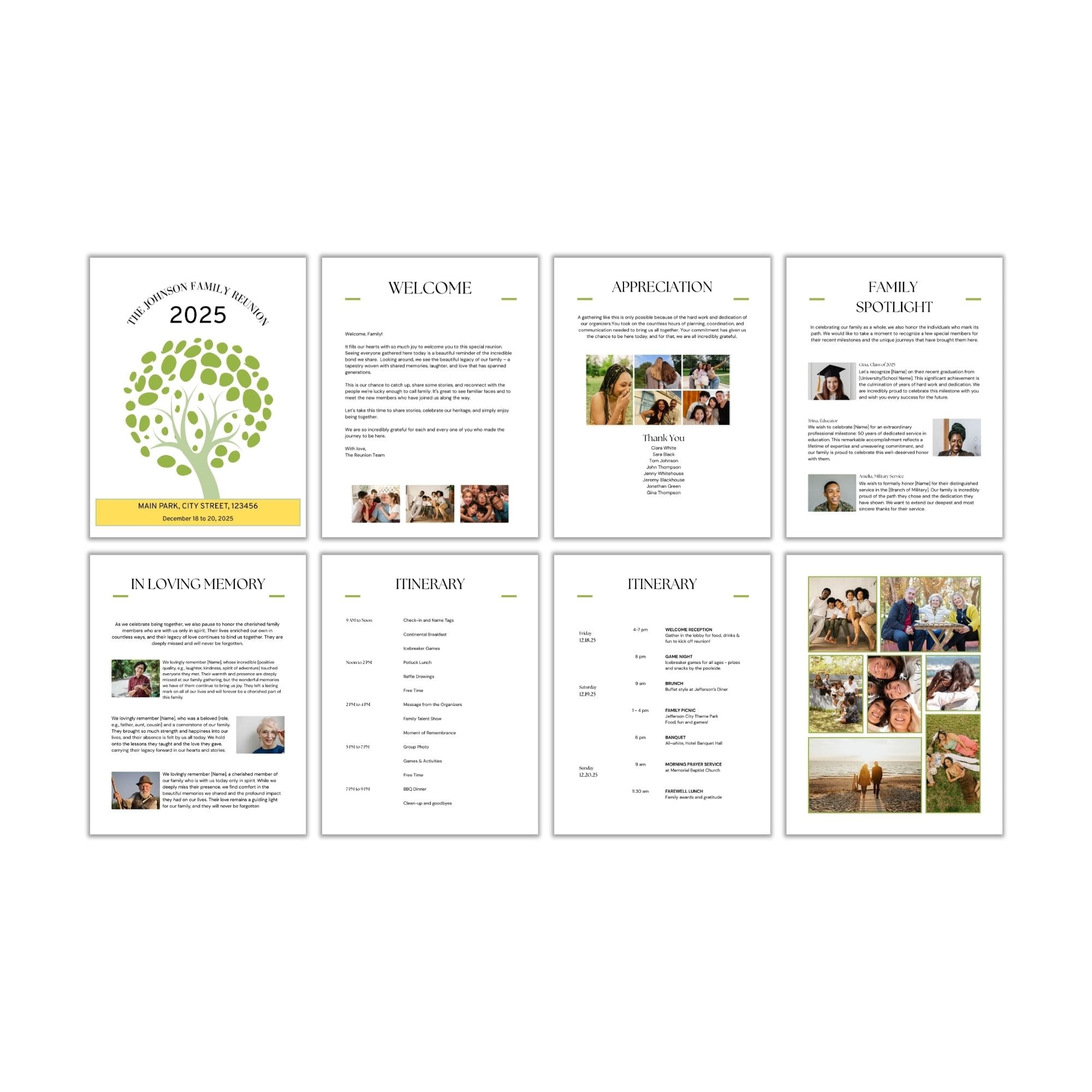 Family Reunion Itinerary (PLR)