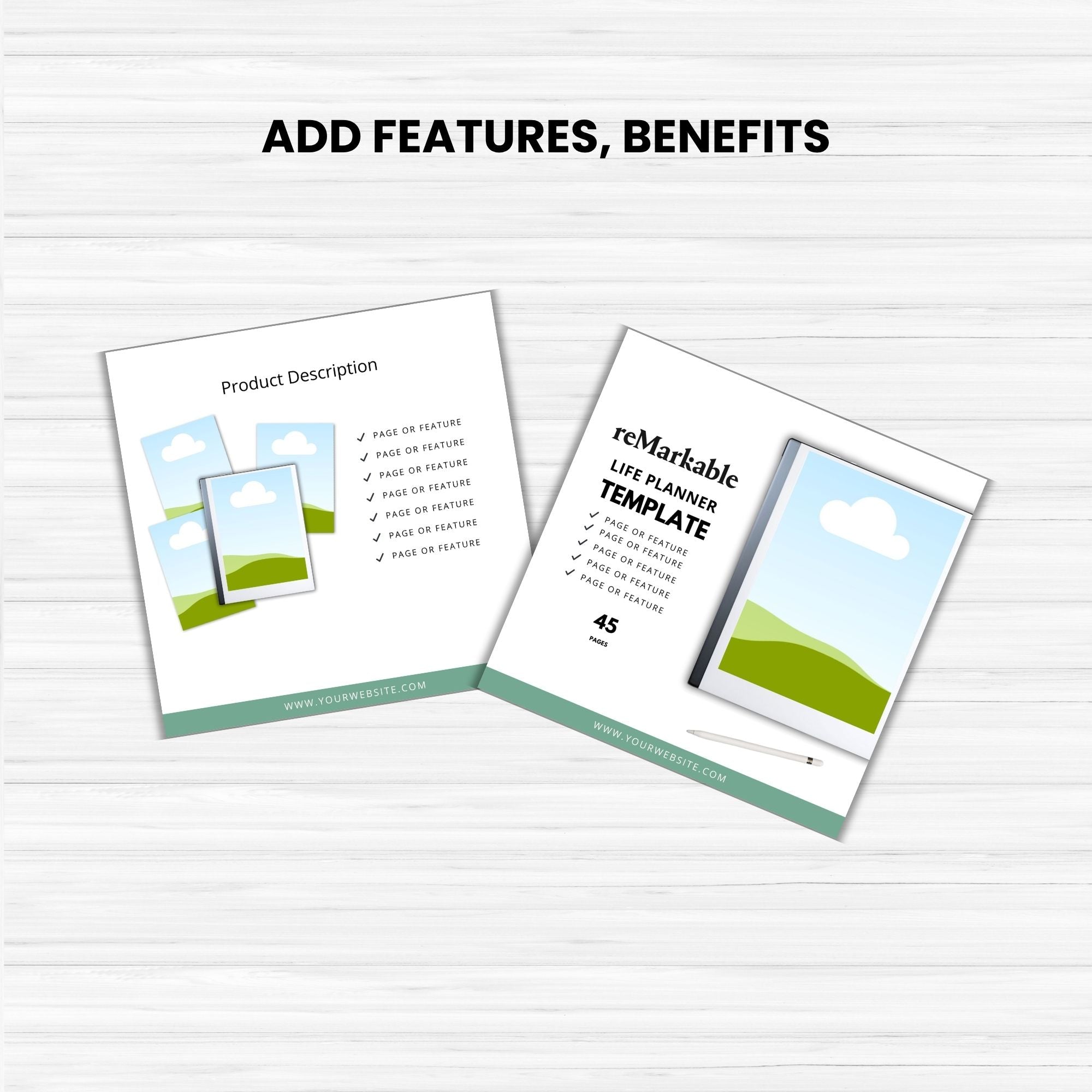 ReMarkable Planner Mockup Templates PLR