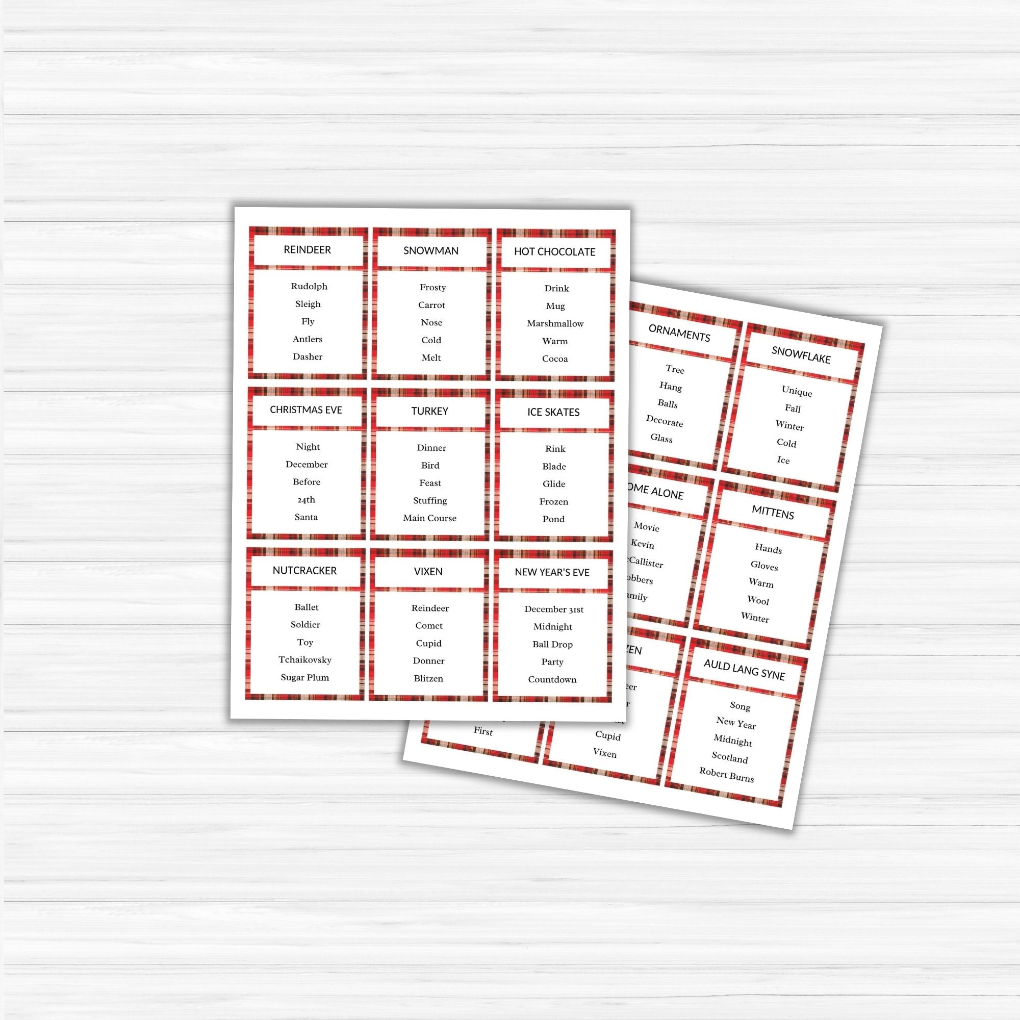 Christmas Taboo Game / Forbidden Word Game PLR