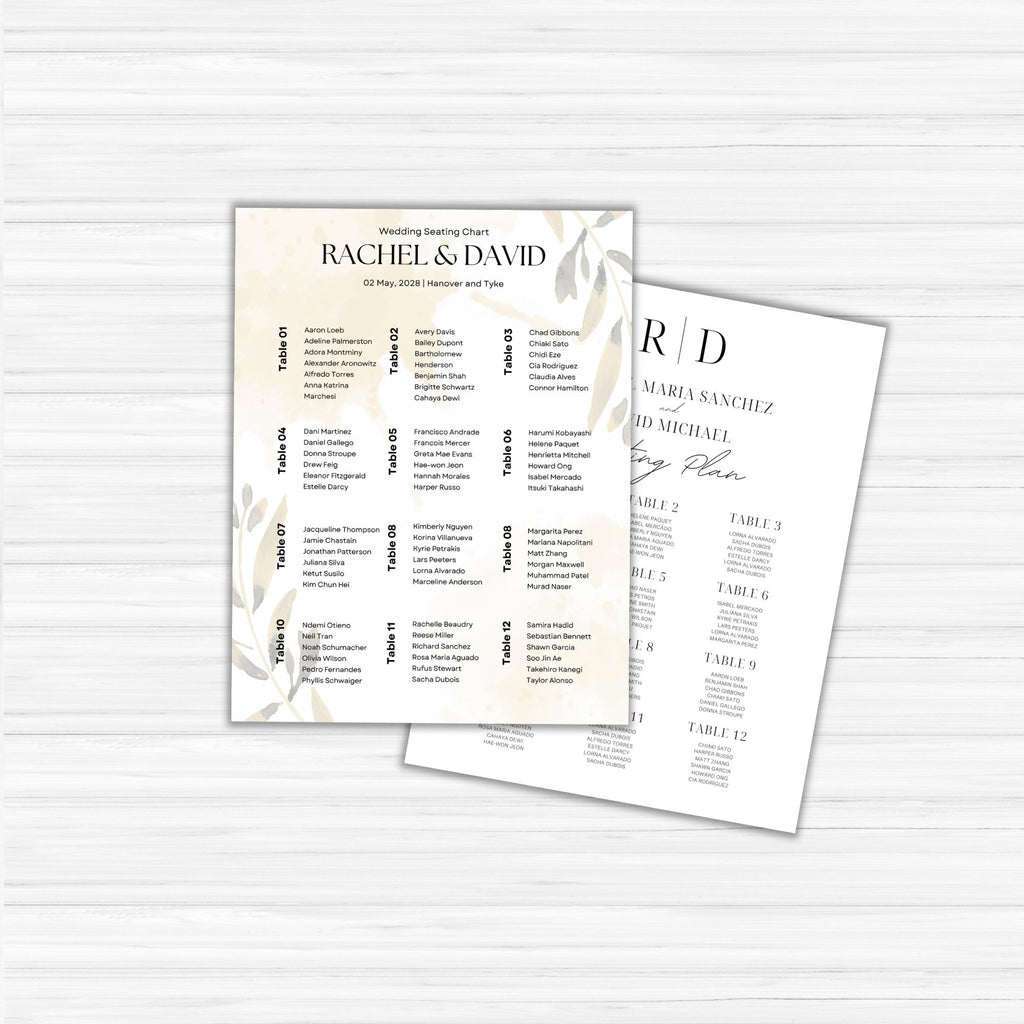Wedding Seating Charts PLR Template