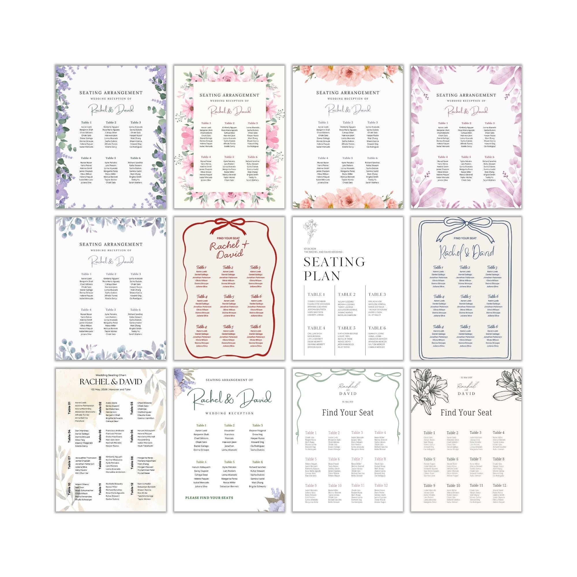 Wedding Seating Charts PLR Template