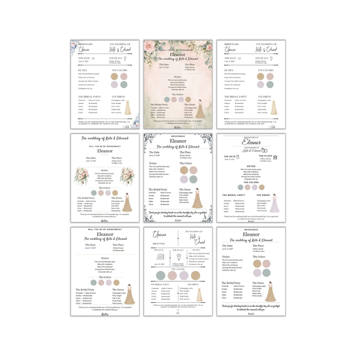 Bridesmaid Info Cards PLR Bundle