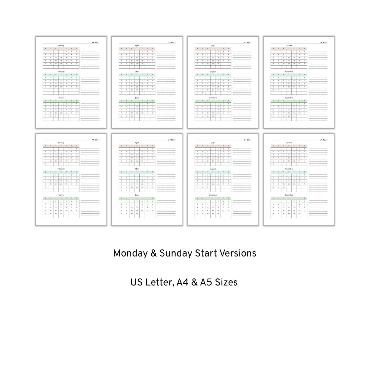 2027 Quarterly Planner PLR Template