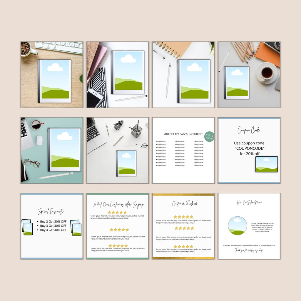 ReMarkable Planner Mockup Templates PLR