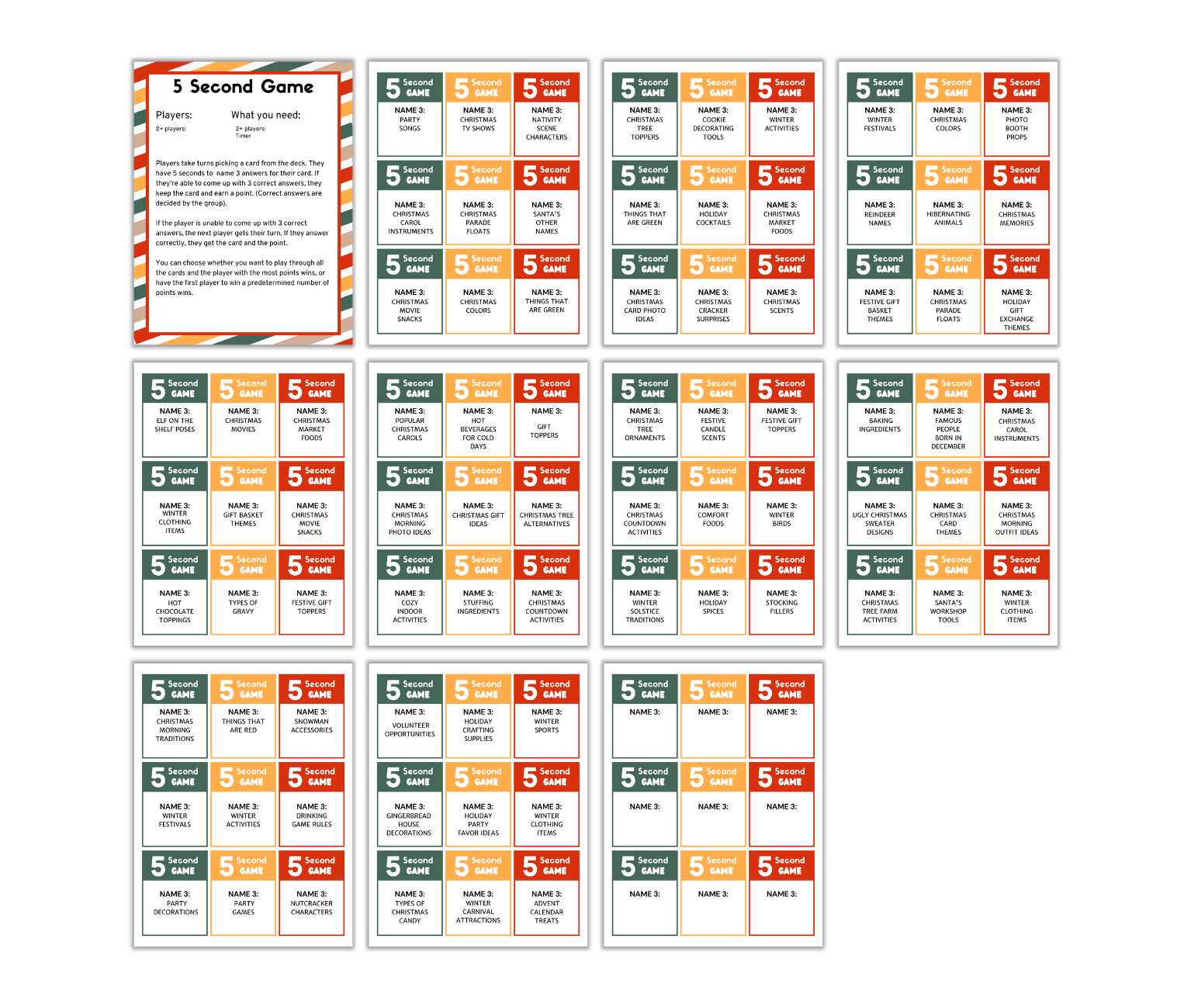 a printable coup sheet for $ 5 each