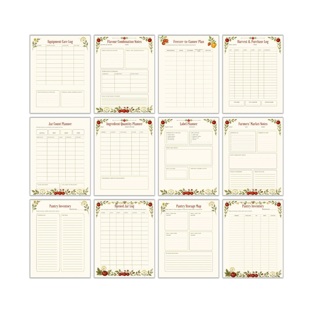 Canning & Preserves Planner