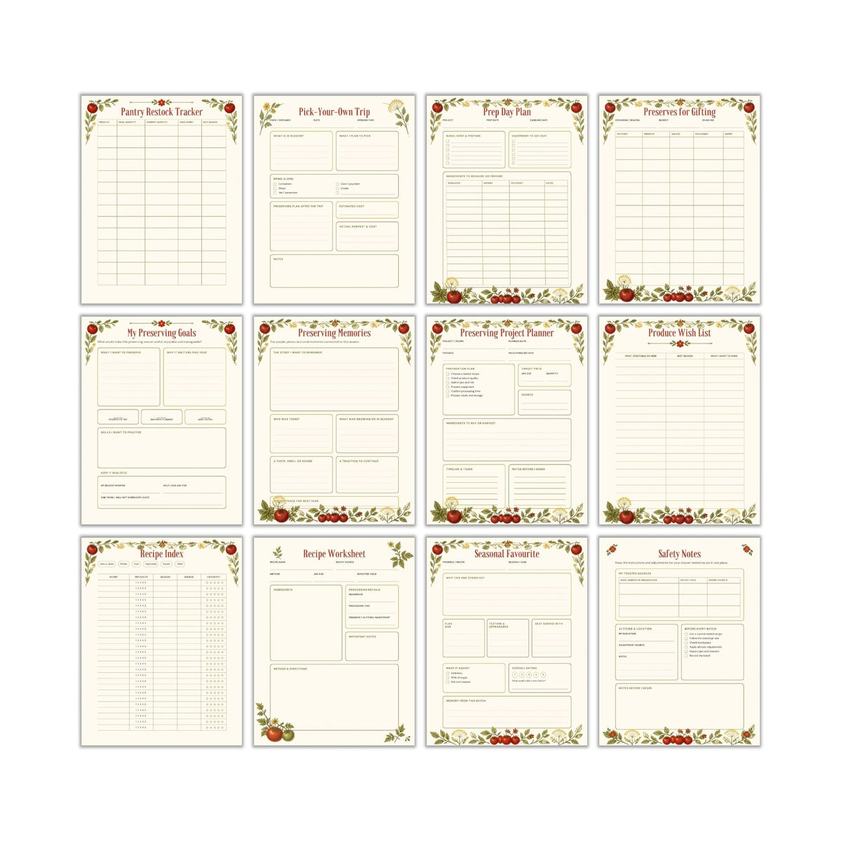 Canning & Preserves Planner