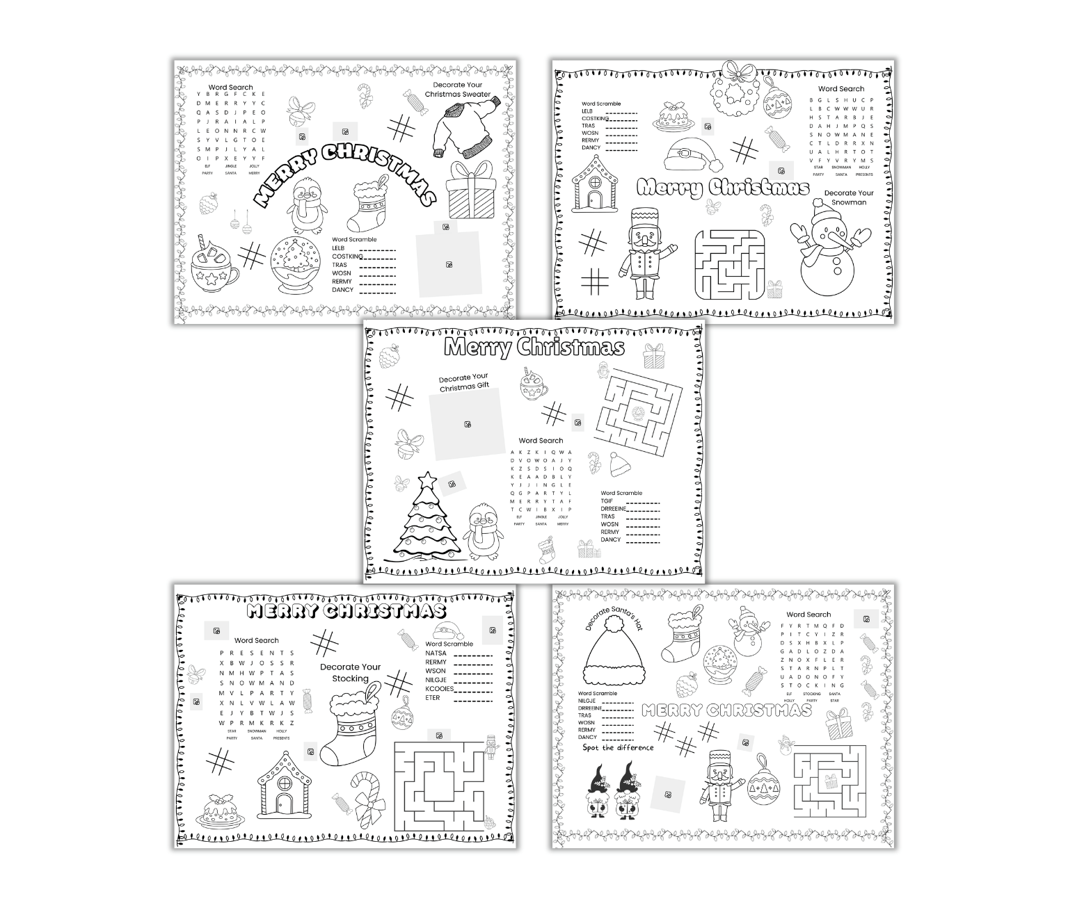 Christmas Activity Placemat Pack PLR