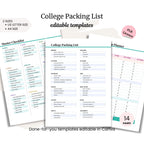 College Packing List PLR Template