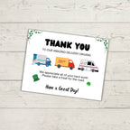 Express gratitude to delivery drivers with the Delivery Driver Signs Bundle PLR. Featuring shamrocks, a leprechaun hat, trucks, and a van, this note invites them to take a treat.