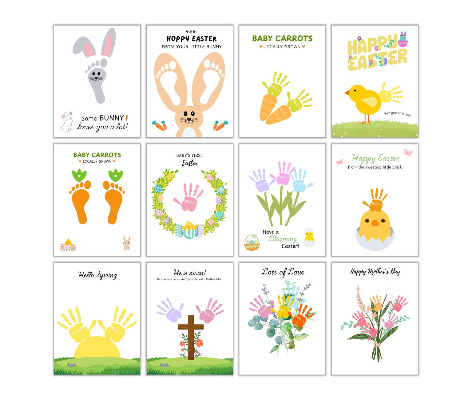 Explore our Delivery Driver Signs Bundle PLR with twelve vibrant Easter and spring-themed cards. Featuring charming bunnies, baby carrots, chicks, handprints, flowers, and a cross, these designs bring joy to any season. Perfect for spreading cheer with a personal or professional touch.