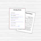 On a light wood surface, two "The Glow Getter" worksheets are displayed. On the left, a "Celebrating My Wins" worksheet highlights handwritten achievements that embody the spirit of a true glow getter. On the right, a "Mindset Worksheet" features a grid comparing fixed and growth mindsets, ideal for anyone excelling in their personal development journey.
