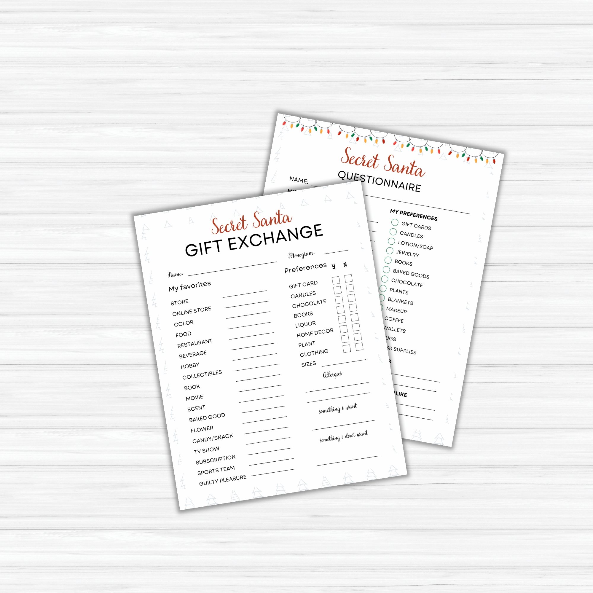 Secret Santa Sign-Up Questionnaire PLR