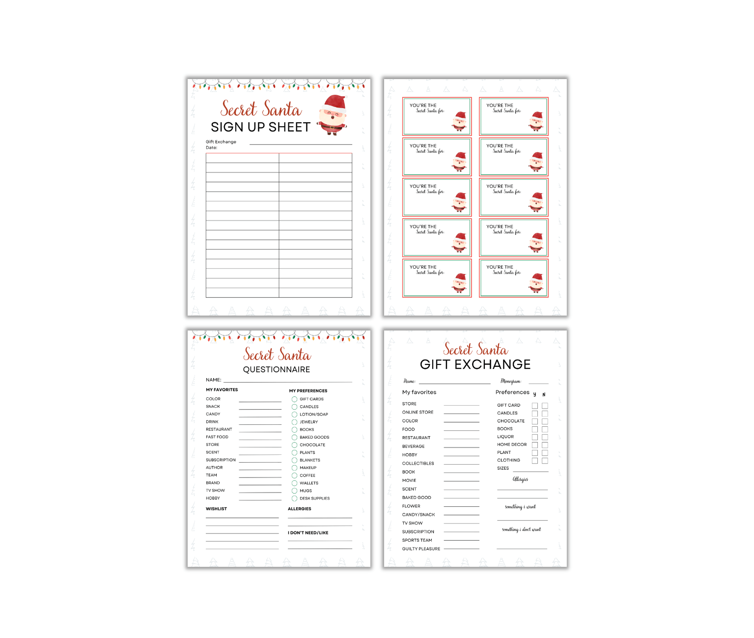 Secret Santa Sign-Up Questionnaire PLR