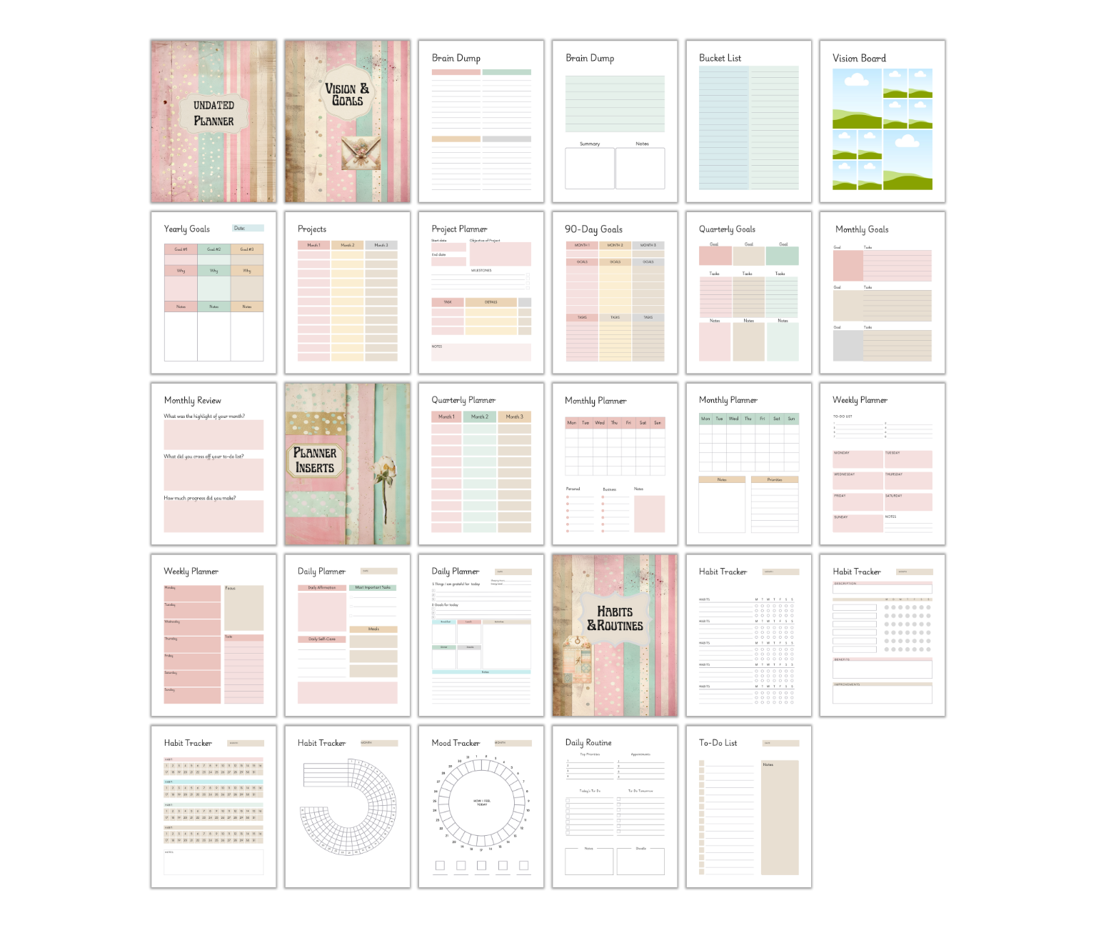 Shabby Chic Undated Planner