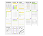 The Free PLR: Spring Refresh Bundle offers 18 planner and tracker pages with meal, savings, and exercise logs in a clean layout accented by green and purple. Ideal for a fresh start this spring!.