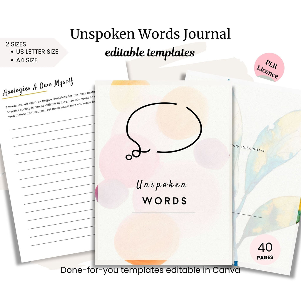Unspoken Words Journal PLR Template