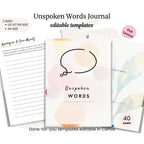 Unspoken Words Journal PLR Template