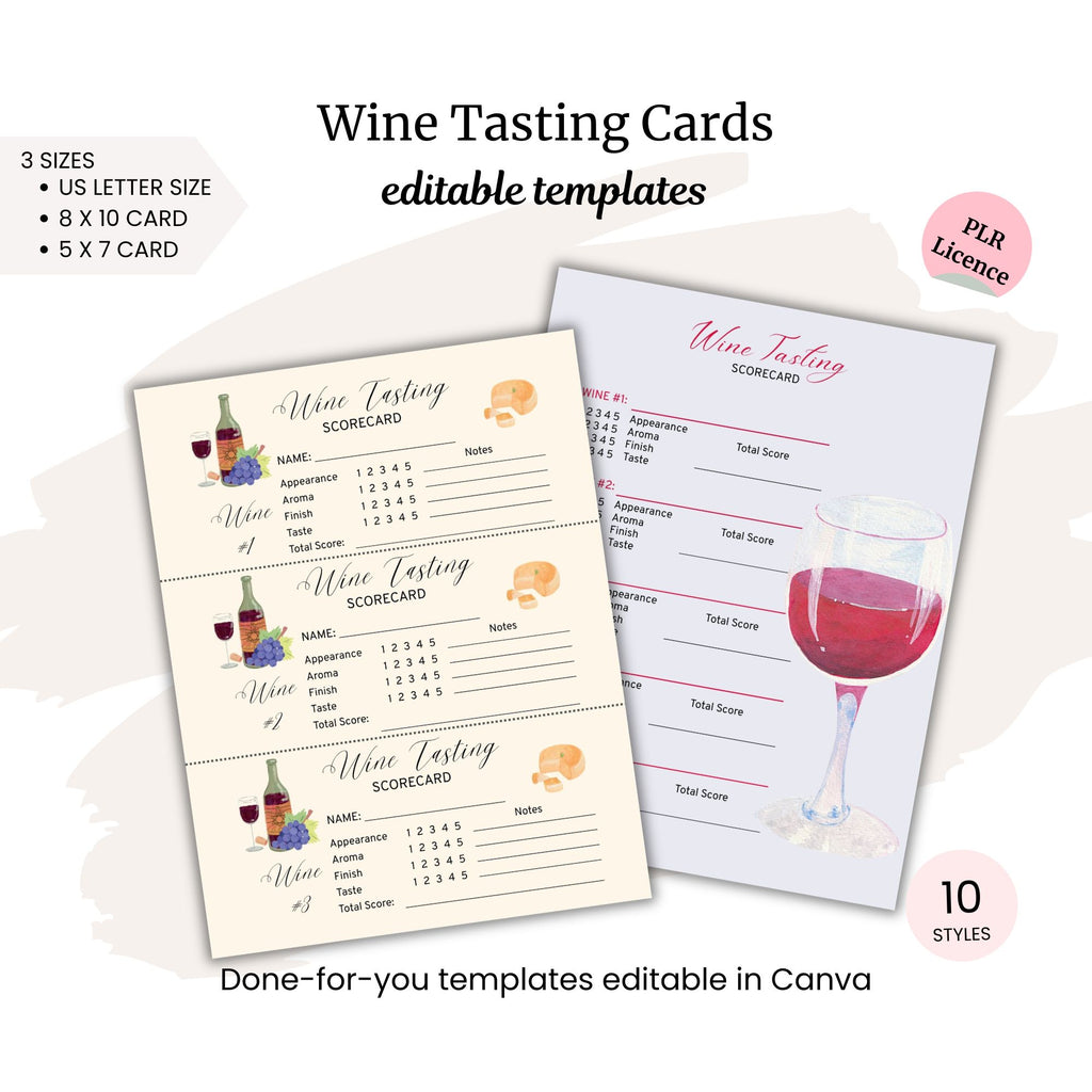 Wine Tasting Cards PLR Template