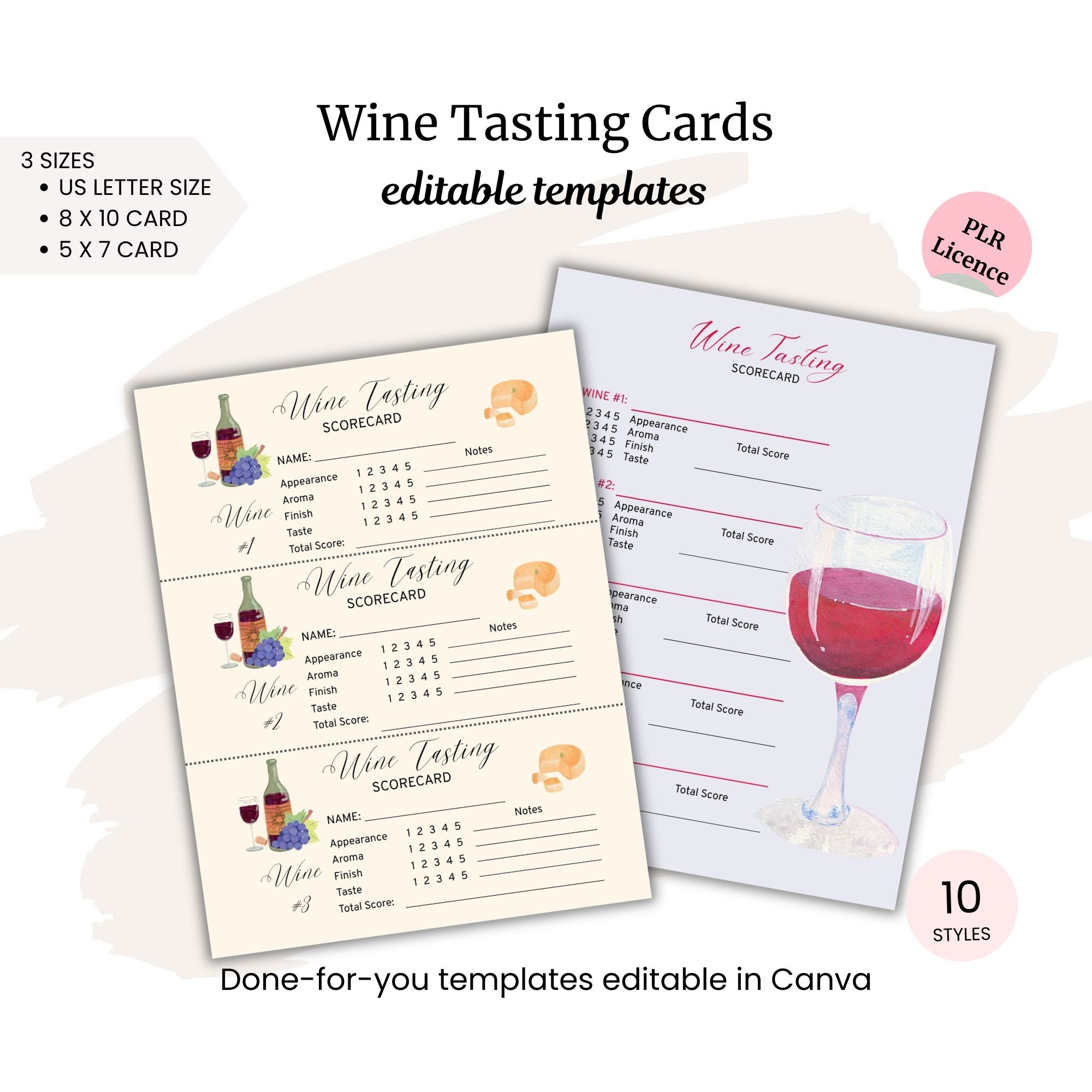 Wine Tasting Cards PLR Template