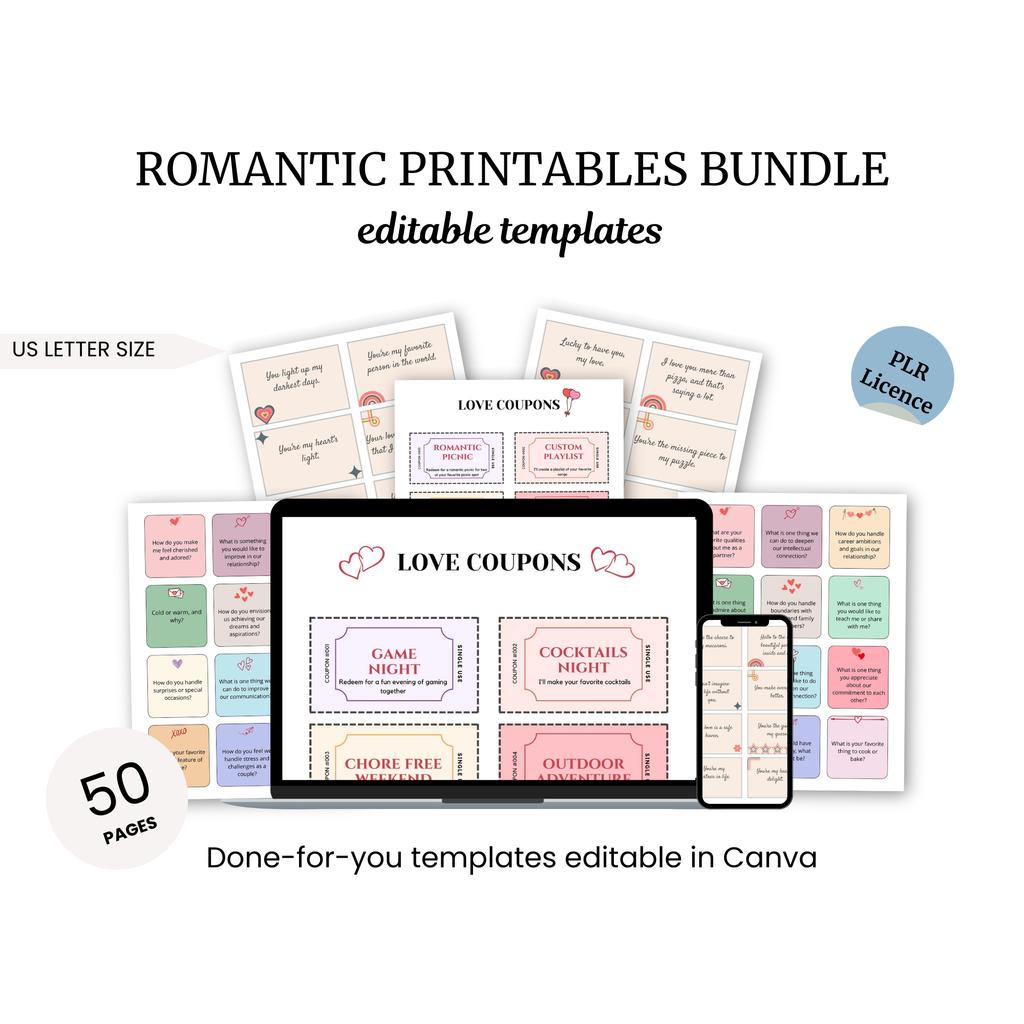 romantic printables bundle for edible templates